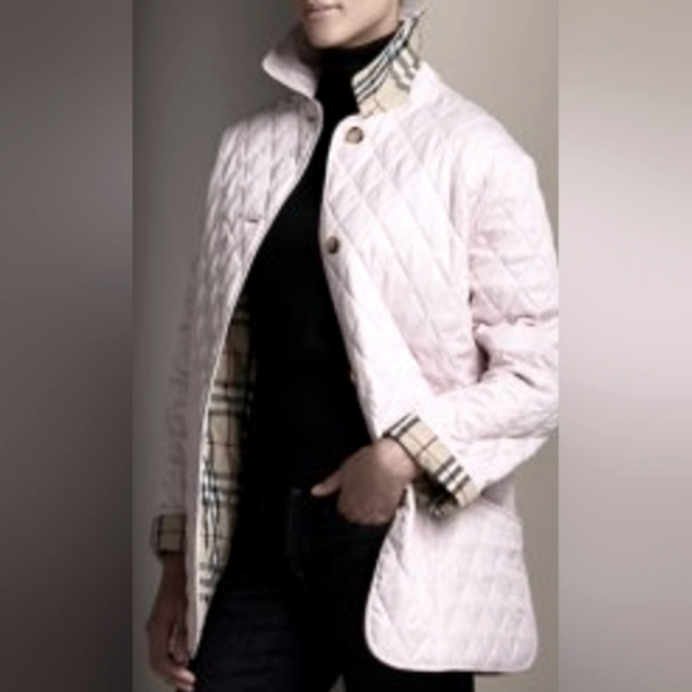 Burberry Quilted Nova Check Coat- Light Beige Women's Medium
